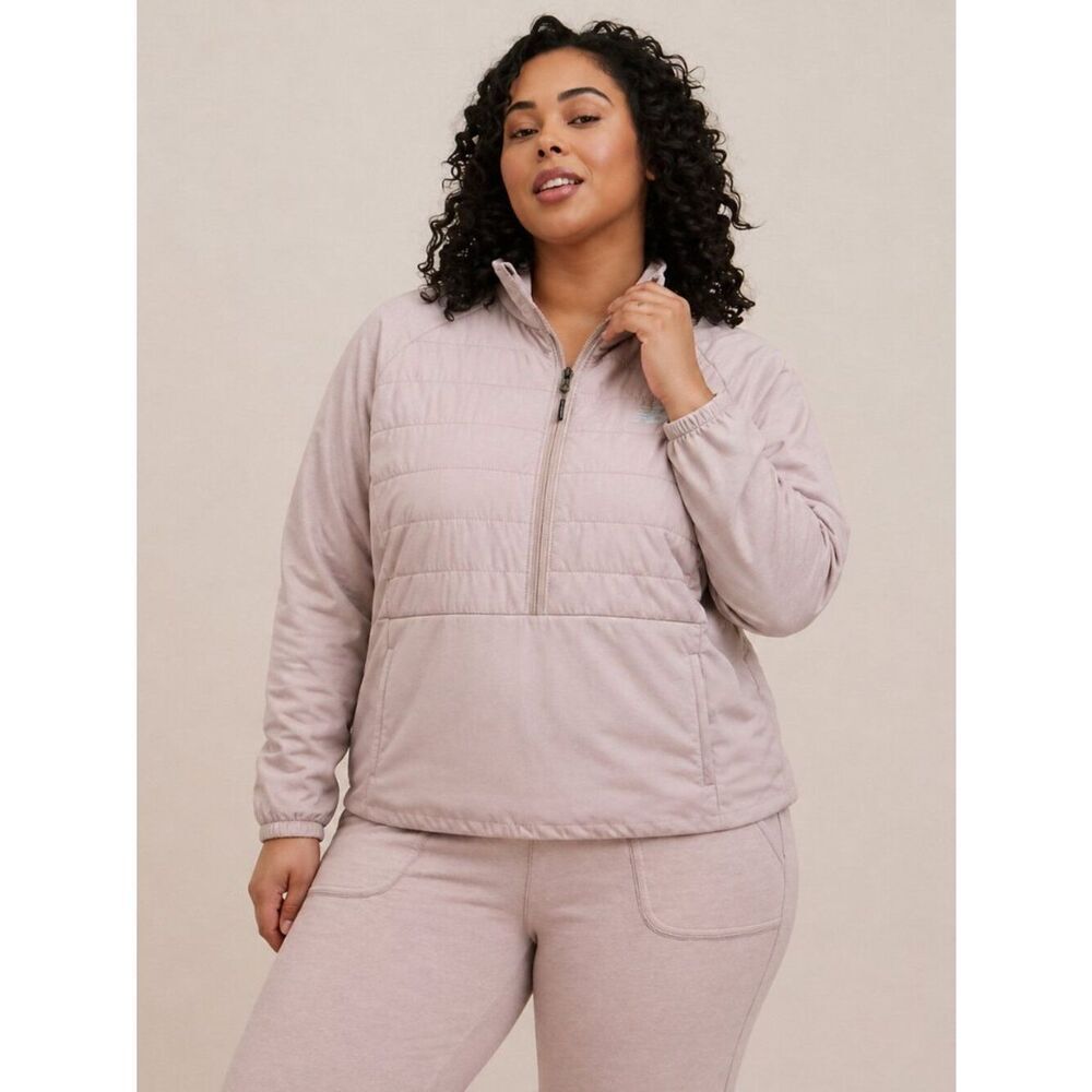 New Balance Women's 2X Pink Quilted Hybrid Jacket Full Zip Activewear Gorpcore